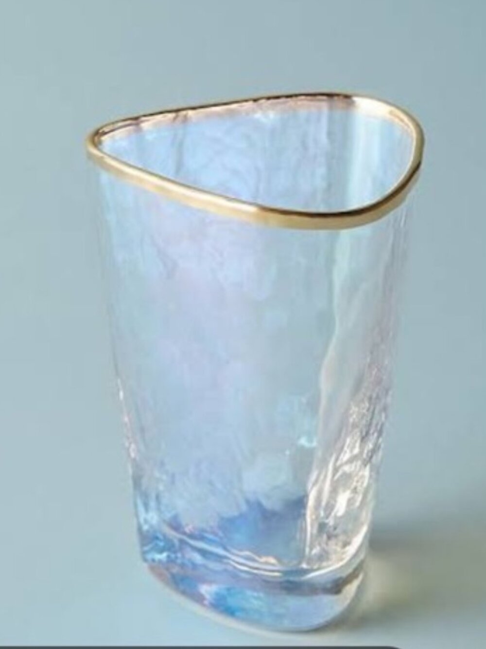 Anthropologie Zaza Lustered Shot Glasses Set of 2 Blue 24K Gold Accent Rim